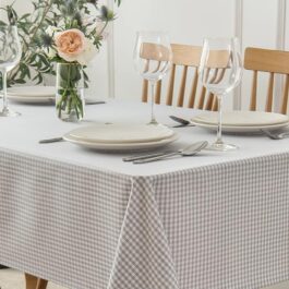 maxmill Checkered Square Tablecloth Stain Resistant Waterproof and Wrinkle Resistant Washable Heavy Weight Soft Table Cloth Gingham for Dining Room and Outdoor Use, 52 x 52 Inch Grey White