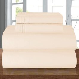 Elegant Comfort Luxury 1500 Premium Hotel Quality Microfiber 4-Piece Sheet Set – Wrinkle Resistant, All Around Elastic Fitted Sheet, Deep Pocket up to 16″, King, Cream