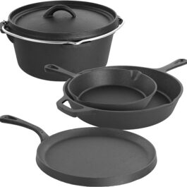 Pre-Seasoned Cast Iron 5-Piece Kitchen Cookware Set, Pots and Pans Blini Pan Kitchen,dining & Bar Pans Tempura Pot Home & Garden Cookware Set Non Stick Cookware