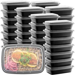 50-Pack Reusable Meal Prep Containers Microwave Safe Food Storage Containers with Lids, 28 oz – 1 Compartment Take Out Disposable Plastic Bento Lunch Box To Go, BPA Free – Dishwasher & Freezer Safe