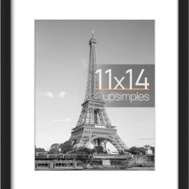 upsimples 11×14 Picture Frame, Display Pictures 8×10 with Mat or 11×14 Without Mat, Wall Hanging Photo Frame, Black, 1 Pack