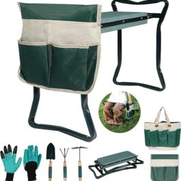 Garden Kneeler and Seat with Thicken Widen Soft Kneeling Pad，Heavy Duty Bench for Kneeling and Sitting Prevent Knee & Back Pain, with 3 Garden Tools, Pouch Bag, Gloves,Garden Gift for Women, Parents